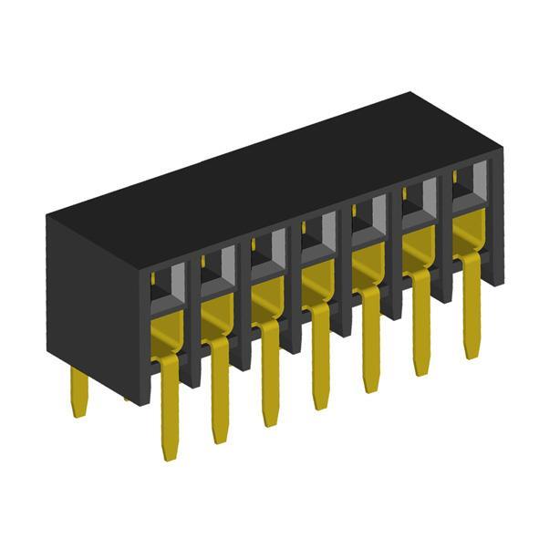 2207BR-XXG series, straight two-row sockets with side entrance to the Board for mounting in holes, pitch 2,0x2,0 mm, 2x40 pins