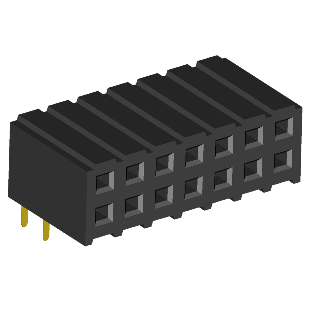 2207R-XXG (PBD2-XXR) series, sockets, angled, double-row, for mounting into holes, pitch 2,0x2,0 mm, 2x40 pins
