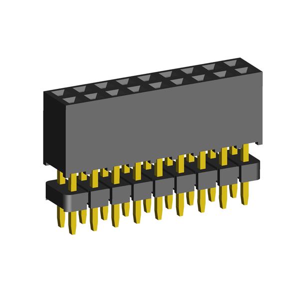 2207SDI-XXG-935 series, straight double-row sockets with increased insulator on the Board for mounting in holes, pitch 2,0x2,0 mm, 2x40 pins