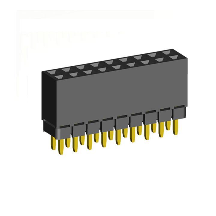 2207SDI-XXG-1A series, straight double-row sockets with increased insulator on the Board for mounting in holes, pitch 2,0x2,0 mm, 2x40 pins