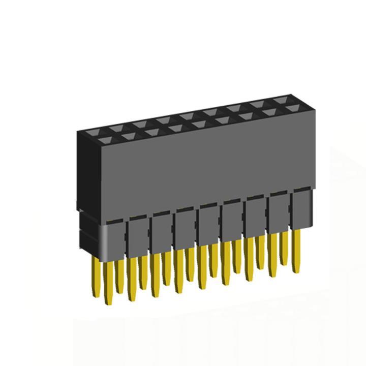2207SDI-XXG-2B series, straight double-row sockets with increased insulator on the Board for mounting in holes, pitch 2,0x2,0 mm, 2x40 pins