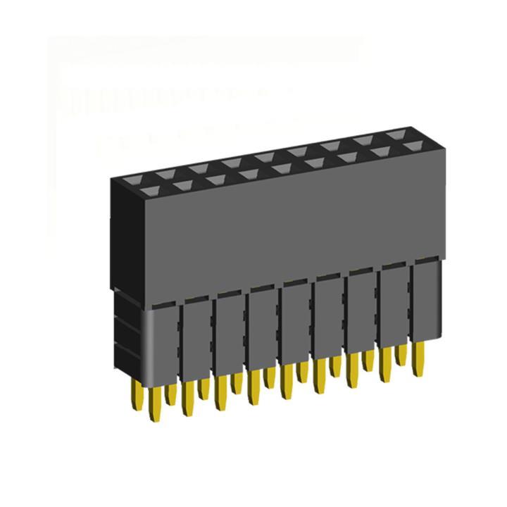 2207SDI-XXG-3A series, straight double-row sockets with increased insulator on the Board for mounting in holes, pitch 2,0x2,0 mm, 2x40 pins