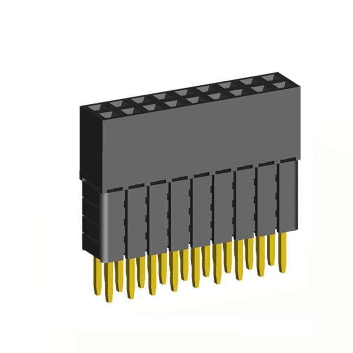 2207SDI-XXG-4B series, straight double-row sockets with increased insulator on the Board for mounting in holes, pitch 2,0x2,0 mm, 2x40 pins