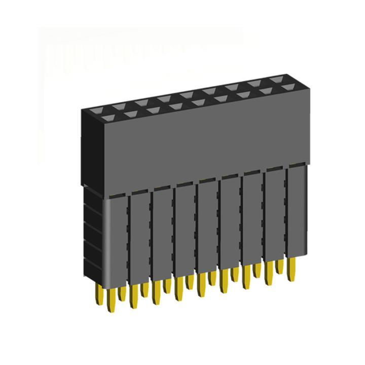 2207SDI-XXG-5A series, straight double-row sockets with increased insulator on the Board for mounting in holes, pitch 2,0x2,0 mm, 2x40 pins