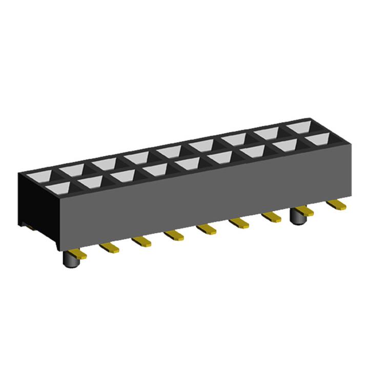 2207SM-XXSG-24-PG series, straight double row socket with a guide to the cost for surface (SMD) mounting, pitch 2,0x2,0 mm, 2x40 pins