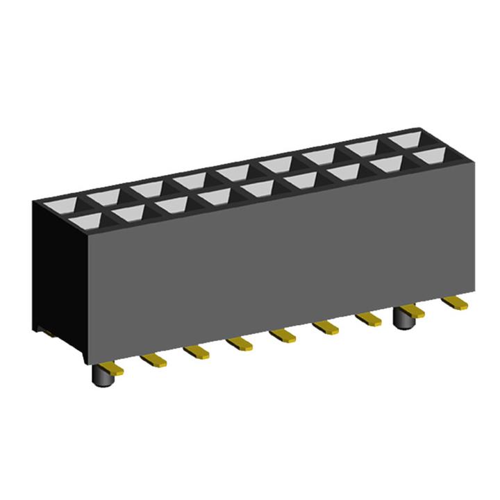 2207SM-XXSG-45-PG series, straight double row socket with a guide to the cost for surface (SMD) mounting, pitch 2,0x2,0 mm, 2x40 pins