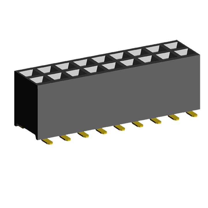 2207SM-XXSG-45 (PBD2-xxSM) series, double-row straight sockets on PCB for surface mounting (SMD), pitch 2,0x2,0 mm, 2x40 pins