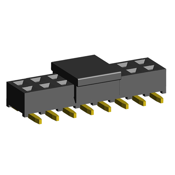 2207SM-XXSG-24-PCP series, straight double row socket with a guide to the cost for surface (SMD) mounting, pitch 2,0x2,0 mm, 2x40 pins