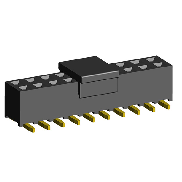 2207SM-XXSG-45-PCP series, straight double row socket with a guide to the cost for surface (SMD) mounting, pitch 2,0x2,0 mm, 2x40 pins