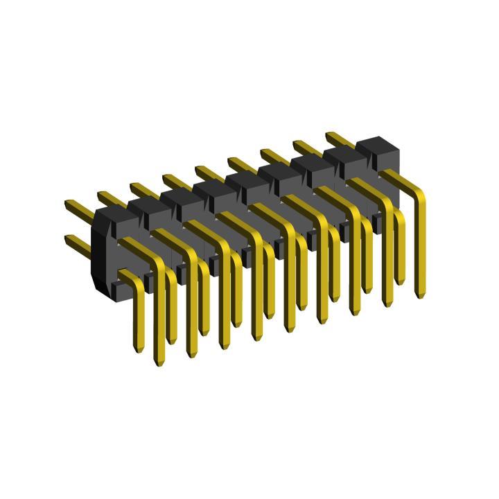 2208R-XXG-XXXXXX (PLD2-xxR) series, plugs pin open angle two-row on the Board for mounting in holes, pitch 2,0x2,0 mm, Board-to-Board connectors, pin headers and sockets > pitch 2,0x2,0 mm
