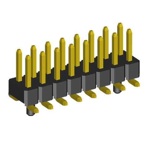 2208SM-XXG-XXXX-PG series, plugs pin open straight two-row with guides on the Board for surface (SMD) mounting, pitch 2,0x2,0 mm, 2x40 pins
