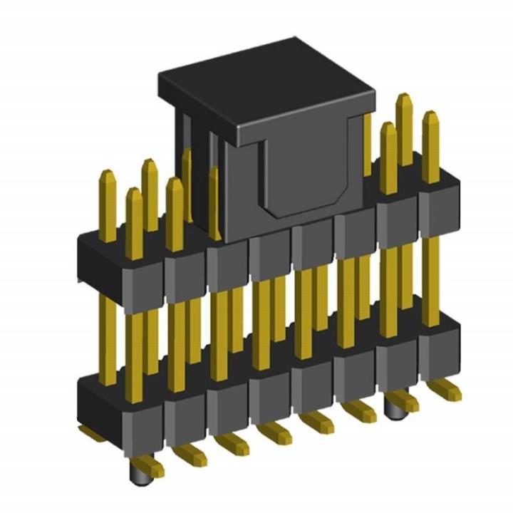 2208SMDI-XXG-XXXX-CG series, plugs pin open straight double row double insulator with guides on the Board for surface (SMD) mounting with grip, pitch 2,0x2,0 mm, 2x40 pins