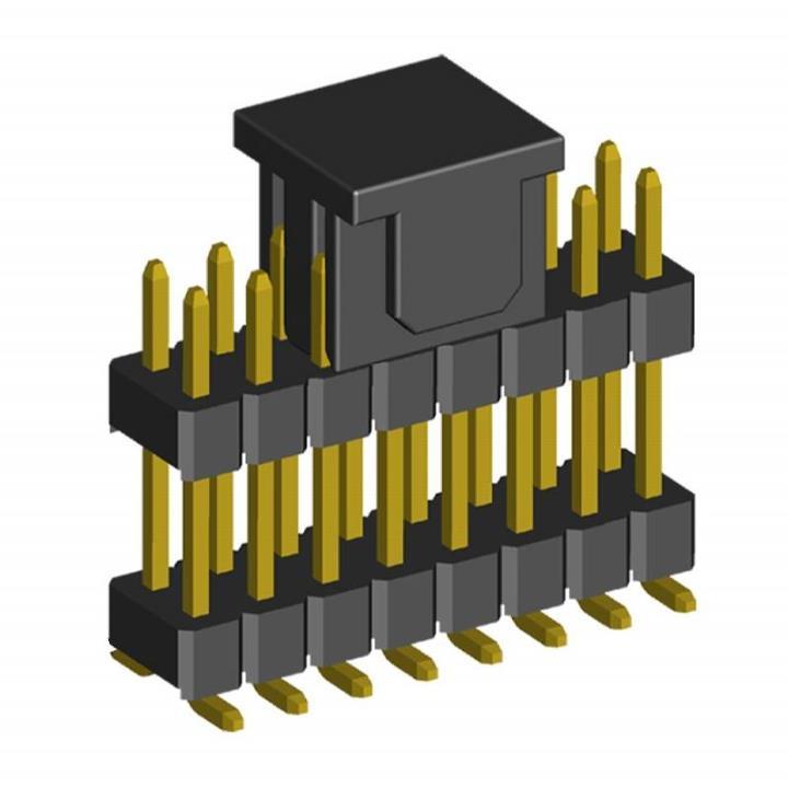 2208SMDI-XXG-XXXX-CP series, plugs pin open straight double row with double insulator on Board for surface (SMD) mounting with gripper, pitch 2,0x2,0 mm, 2x40 pins