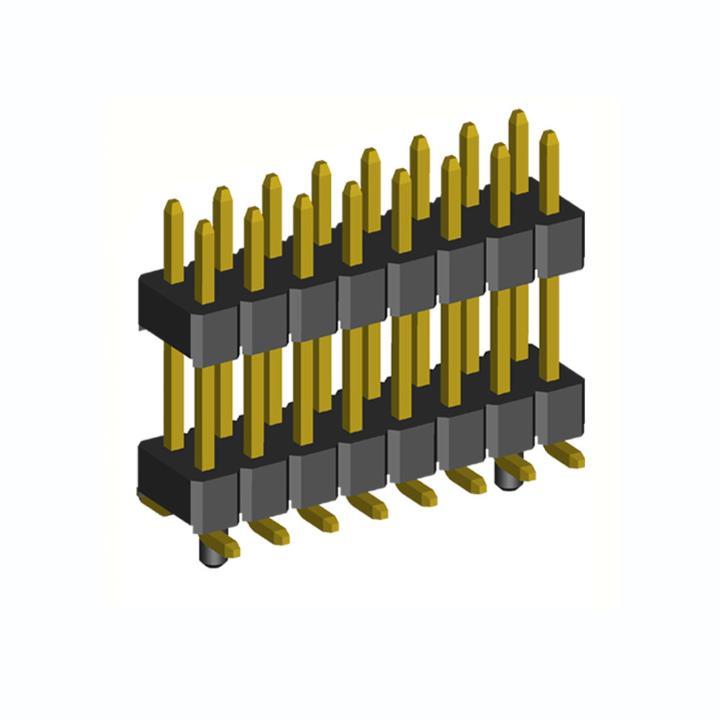 2208SMDI-XXG-XXXX-PG series, plugs pin open straight double row double insulator with guides on the Board for surface (SMD) mounting, pitch 2,0x2,0 mm, 2x40 pins