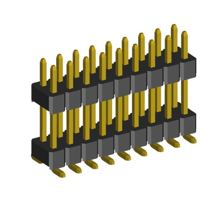 2208SMDI-XXG-XXXX (PLHD2-xxSMD) series, plugs pin open straight double row with double insulator on Board for surface (SMD) mounting, pitch 2,0x2,0 mm, 2x40 pins