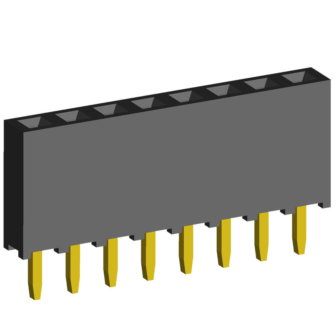 2209S-XXG-635 series, socket single row straight pin header on the Board for mounting holes, pitch 2,0 mm, 1x40 pins