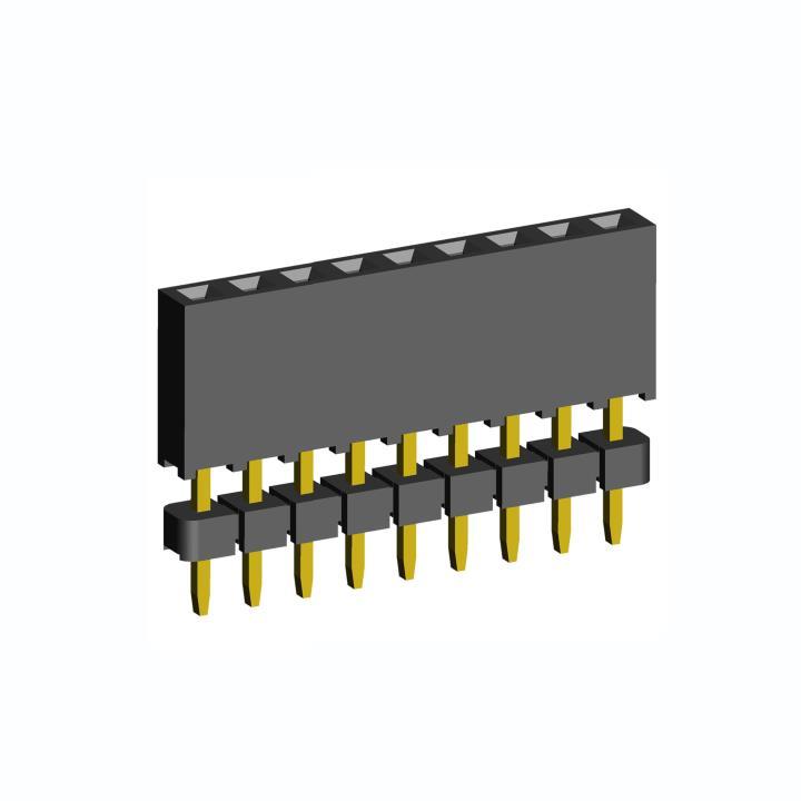 2209SDI-XXG-935 series, single-row straight sockets with double insulator on the Board for mounting in holes, pitch 2,0 mm, 1x40 pins