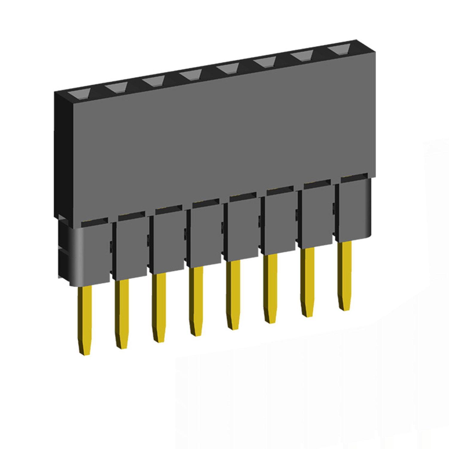 2209SDI-XXG-2B series, straight single-row sockets with increased insulator on the Board for mounting in holes, pitch 2,0 mm, 1x40 pins