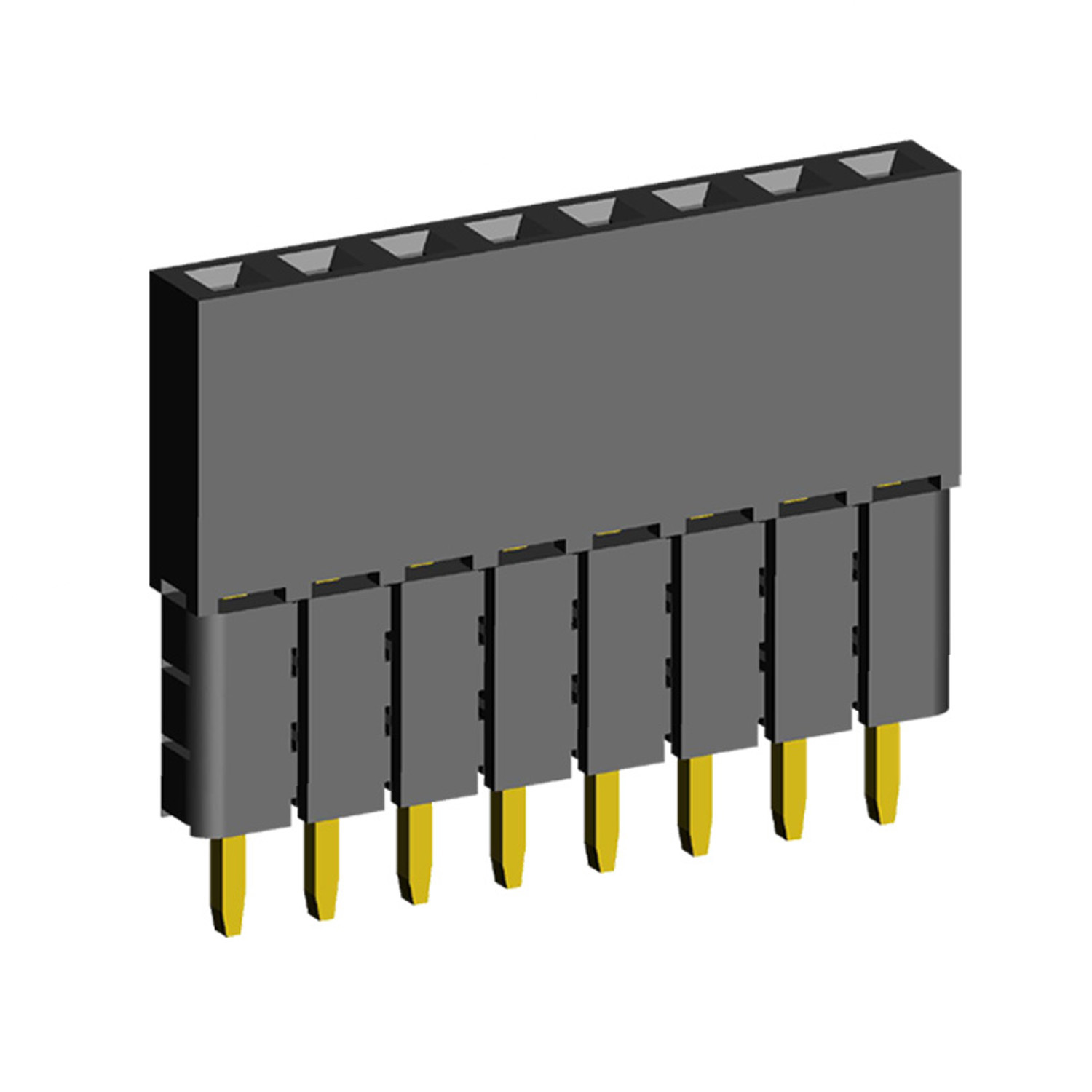2209SDI-XXG-3A series, straight single-row sockets with increased insulator on the Board for mounting in holes, pitch 2,0 mm, 1x40 pins