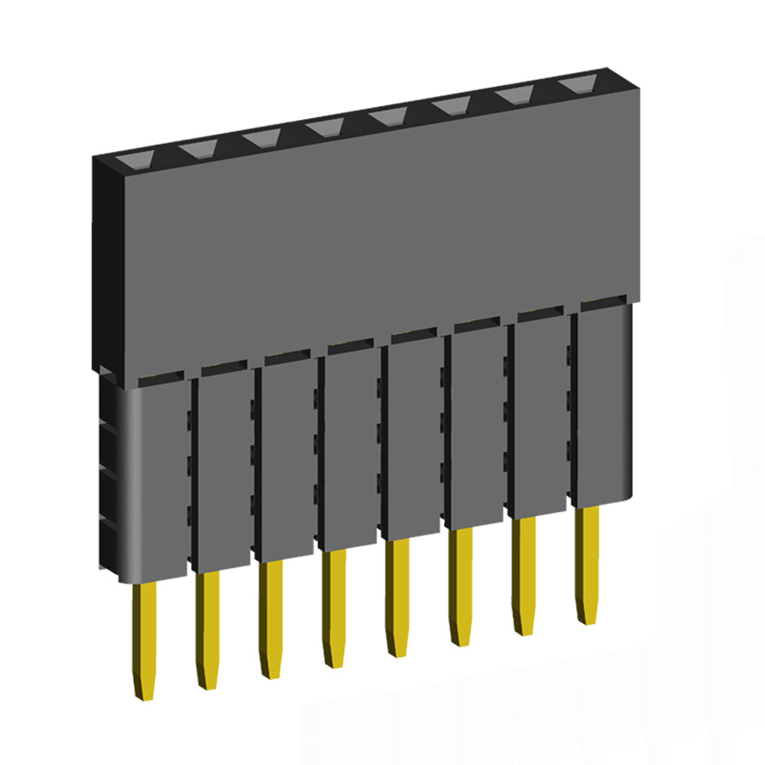2209SDI-XXG-4B series, straight single-row sockets with increased insulator on the Board for mounting in holes, pitch 2,0 mm, 1x40 pins