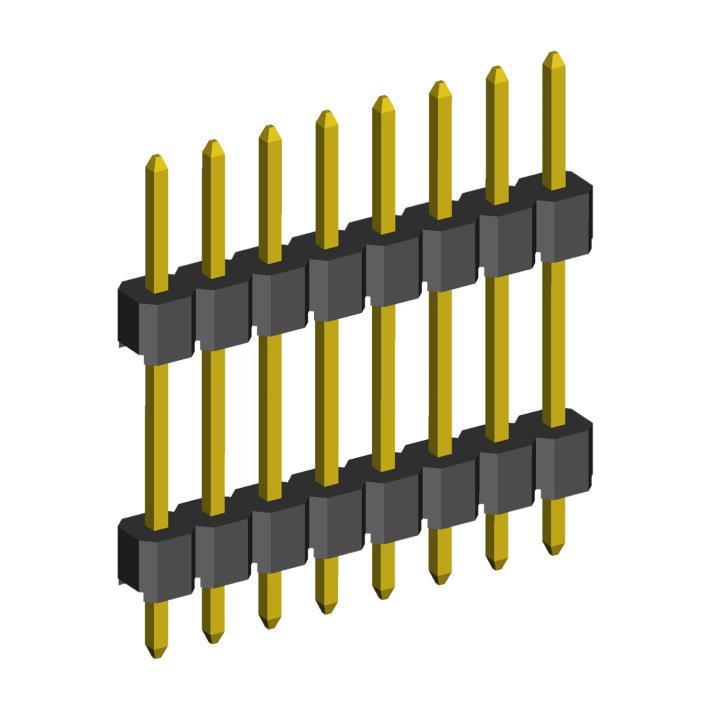2210DI-XXG-H15-XXXX series, open the plug pin straight single row double insulator on the Board for mounting holes, pitch 2,0 mm, 1x40 pins