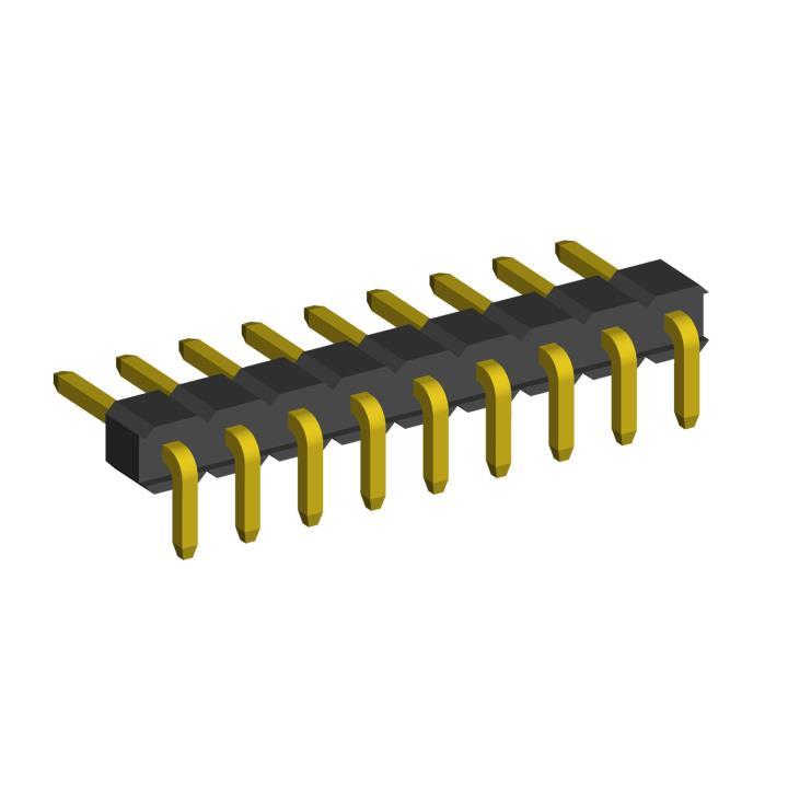 2210R-XXG-XXXX (PLS2-XXR) series, plugs, pin, open angle, single row, for mounting into holes, pitch 2,0 mm, 1x40 pins