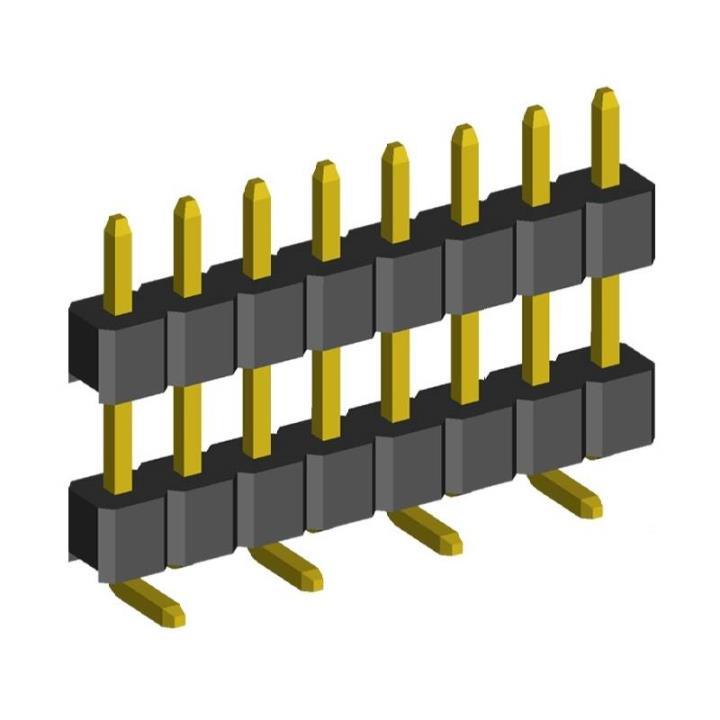 2210SMDI-XXG-B1-XXXX series, open the plug pin straight single row double insulator onto the charge for surface (SMD) mounting, pitch 2,0 mm, 1x40 pins