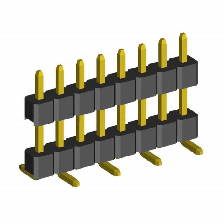 2210SMDI-XXG-B2-XXXX series, open the plug pin straight single row double insulator onto the charge for surface (SMD) mounting, pitch 2,0 mm, 1x40 pins