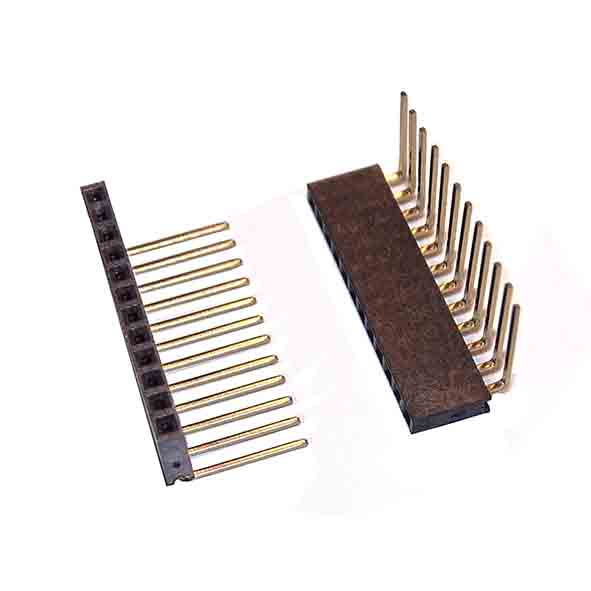 0520172 series, single-row angled sockets on the Board for mounting in holes with elongated leads, pitch 2,0 mm, 1x40 pins