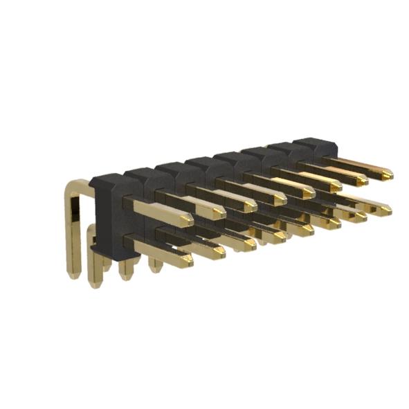 BL1220-12xxR1 series, pin headers, double row, corner, pitch 2,54x2,54 mm, 2x40 pins
