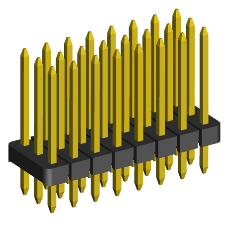 BL1225-13xxS series, straight three-row open pin header on the board for mounting holes, pitch 2,54x2,54 mm, 3x40 pins