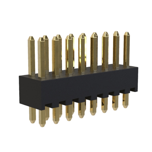 BL1243-12xxS series, pin headers, double row, corner, pitch 2,54x2,54 mm, 2x40 pins