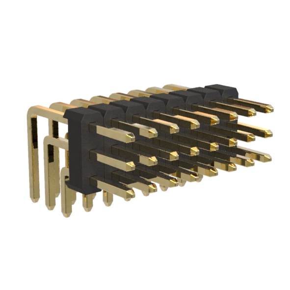 BL1225-13xxR series, pin headers angle three-row on Board for mounting in holes, pitch 2,54x2,54 mm, 3x40 pins