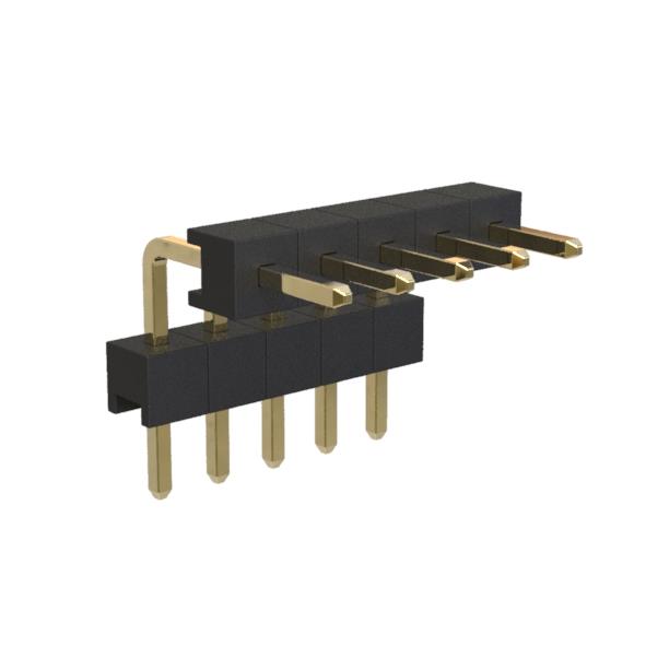 BL1217-21xxR2 series, angular single row pin headers double insulator, pitch 2,54 mm, 1x40 pins