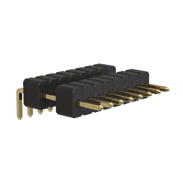 BL1217-21xxR1 series, angular single row pin headers double insulator, pitch 2,54 mm, 1x40 pins