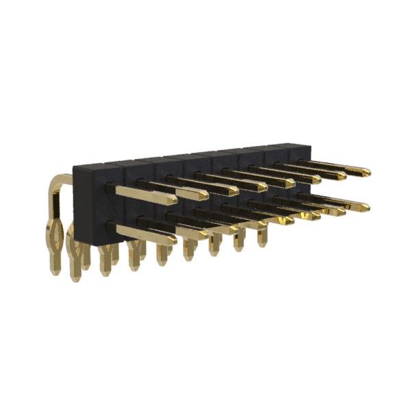 BL1A25-12xxR series, pin headers, double row, corner, pitch 2,54x2,54 mm, 2x40 pins