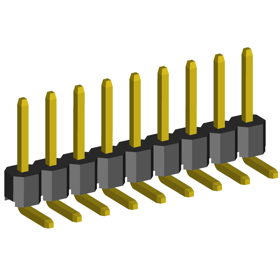 2211R-XXG-LP series, pin headers angle low profile single row on Board for mounting in holes, pitch 2,54 mm, 1x40 pins