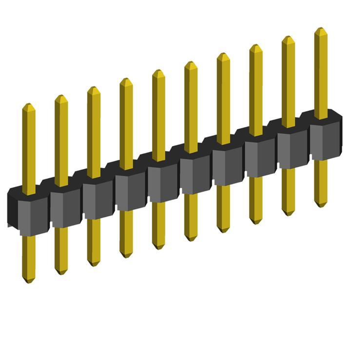 2211S-XXG-XXXX (PLS-XX) series, pin headers straight single row open on PCB for mounting holes, pitch 2,54 mm, Board-to-Board connectors, pin headers and sockets > pitch 2,54 mm