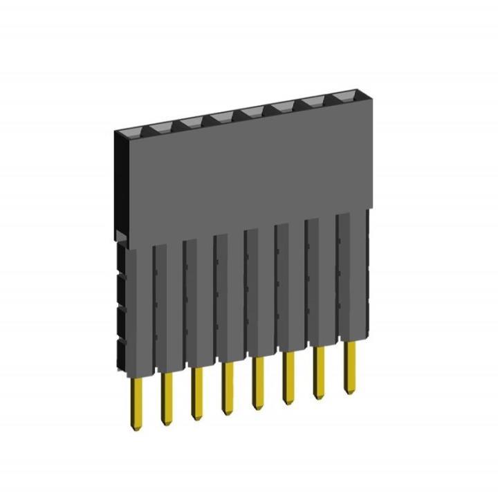2212111-XXG-4C series, single-row sockets with increased insulator on the board for mounting in holes, pitch 2,54 mm, 1x40 pins