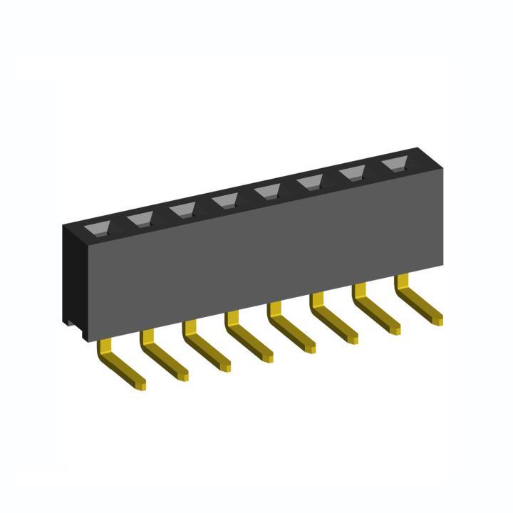 2212R-XXG-57 series, single row angular sockets on the board for installation in holes, pitch 2,54 mm, 1x40 pins