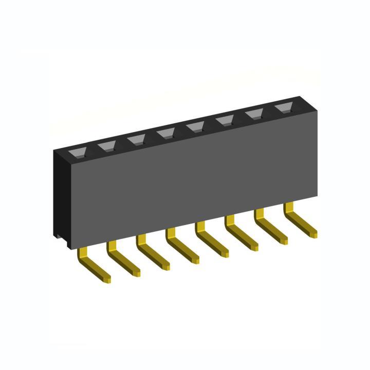 2212R-XXG-72 series, single row angular sockets on the board for installation in holes, pitch 2,54 mm, 1x40 pins