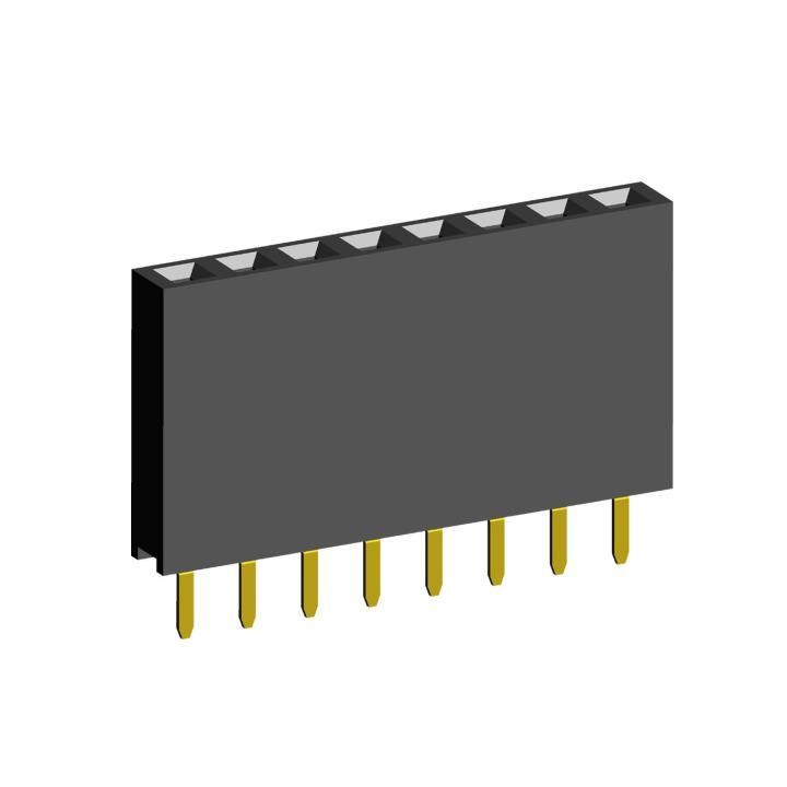 2212S-XXG-110 series, single-row straight sockets on the board for mounting in holes, pitch 2,54 mm, 1x40 pins