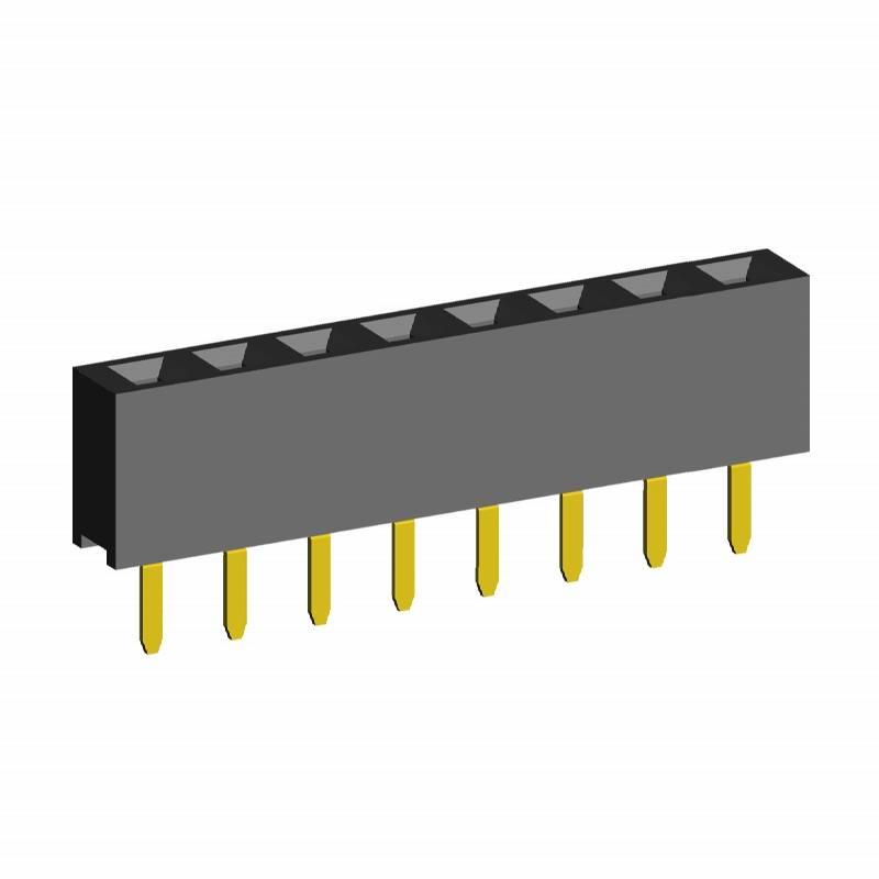 2212S-XXG-36 series, single row straight breakable sockets on the board for mounting in holes, pitch 2,54 mm, 1x40 pins