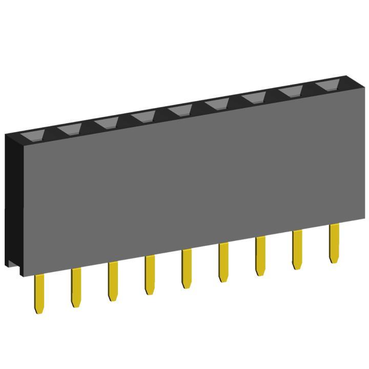 2212S-XXG-85 (PBS-XX) series, single-row straight sockets on the board for mounting in holes, pitch 2,54 mm, 1x40 pins