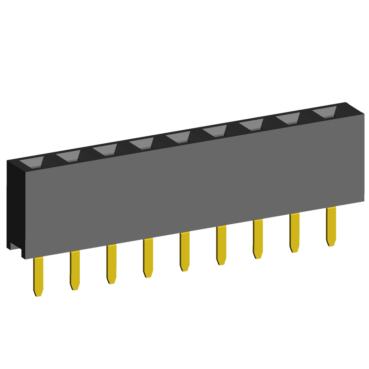 2212S-XXG-57 series, single-row straight sockets on the board for mounting in holes, pitch 2,54 mm, 1x40 pins