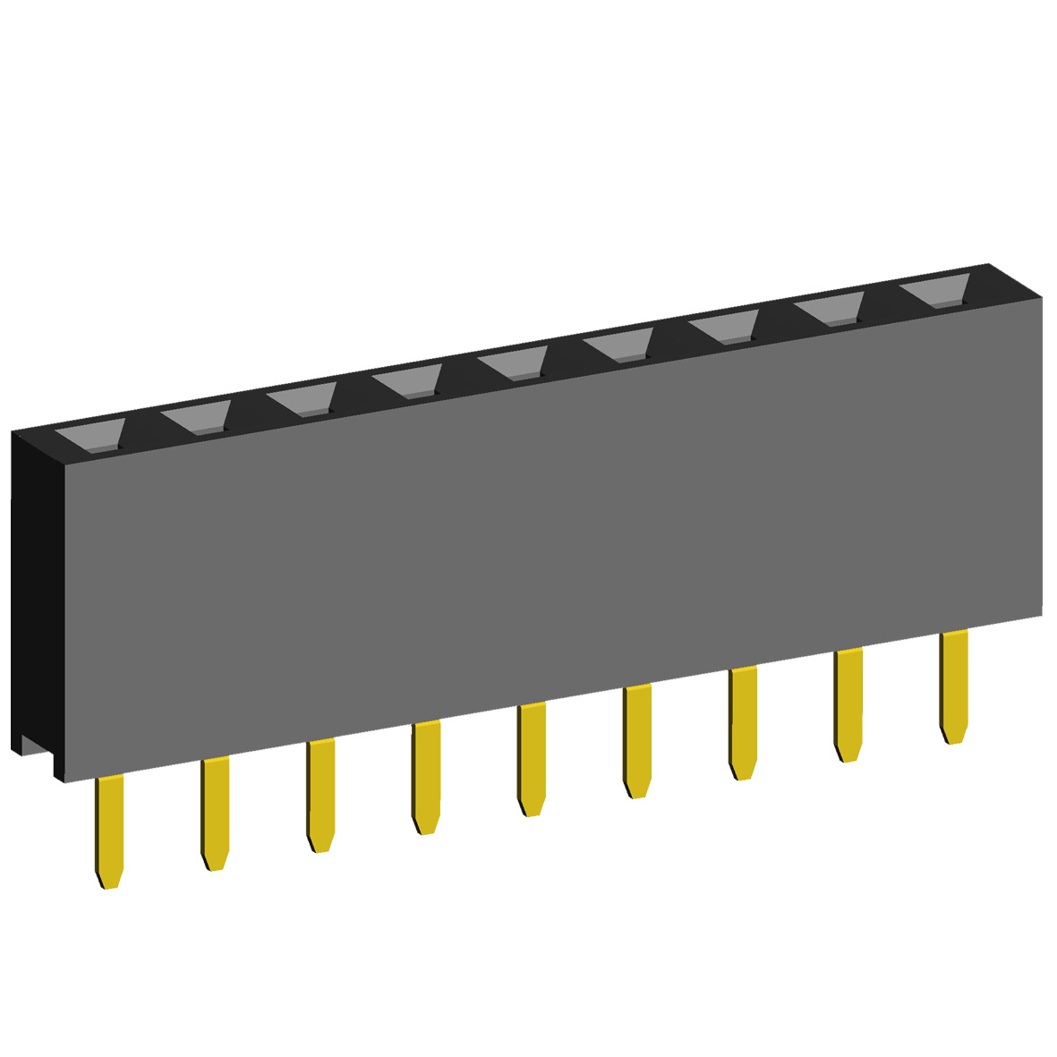 2212S-XXG-72 series, single-row straight sockets on the board for mounting in holes, pitch 2,54 mm, 1x40 pins