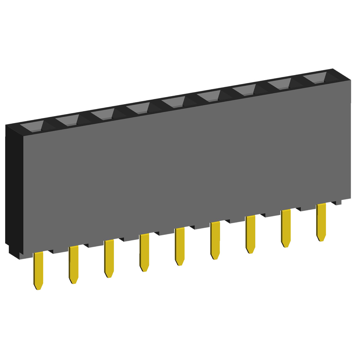 2212S-XXG-85-SJ series, single-row sockets with three-way contacts straight (socket) on the board for mounting in holes, pitch 2,54 mm, 1x40 pins