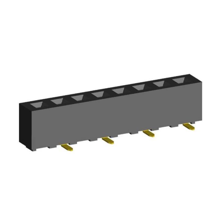 2212SM-XXG-50-B1 series, straight single row sockets for surface mounting (SMD) , pitch 2,54 mm, 1x40 pins