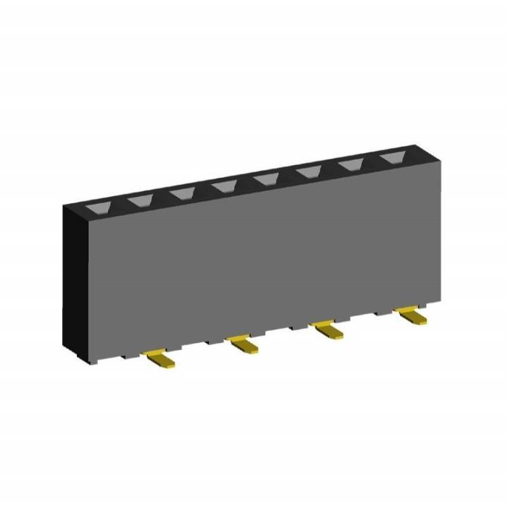 2212SM-XXG-85-B1-SJ series, straight single-row sockets for surface mounting (SMD) , pitch 2,54 mm, 1x40 pins