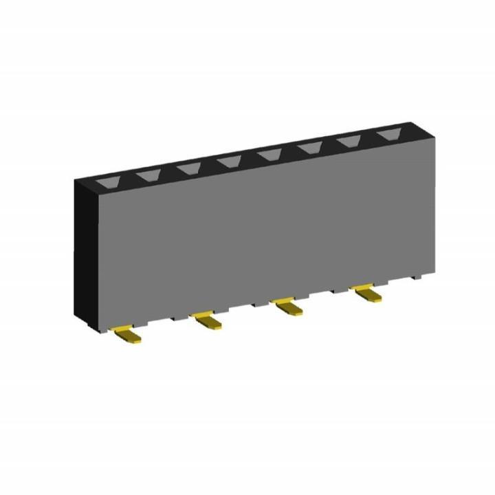 2212SM-XXG-85-B2-SJ series, straight single-row sockets for surface mounting (SMD) , pitch 2,54 mm, 1x40 pins